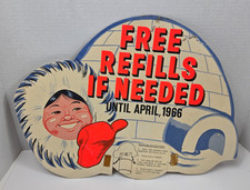 Vintage 1960's Eskimo Antifreeze Store Display Cardboard Sign 