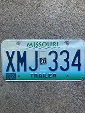 2007 Missouri Trailer License Plate - XMJ 334 - Nice picture
