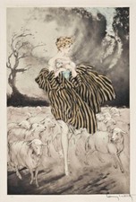 Little Bo Peep by Louis Icart Art Deco Fashion Illustration with Sheep Print picture
