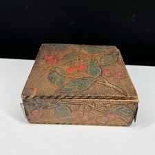 Antqiue Wooden Hand Carved Trinket Box Cherries 3x5