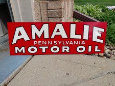 c.1940s Original Vintage Amalie Motor Oil Sign Pennsylvania New Old Stock MINT  picture