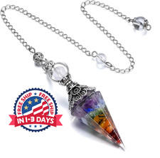 Péndulo de cristal de 7 chakras, gema facetada para adivinación, sanación y más. picture