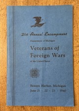 VINTAGE WWII-Era 21st Annual Encampment Book VFW Dept Of Michigan Benton Harbor picture