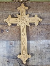 VTG 2004 Chip Carved Handmade Hanging Wooden Cross Signed picture