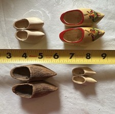 Vintage Miniature Wooden Dutch Clogs Shoes Holland Souvenir Lot 4 Pairs picture