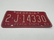 Vintage 1963 Georgia “Peach State” License Plate Tag DeKalb County 2 J 14330 picture