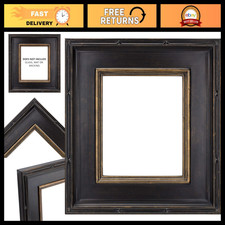 Ornate 8x10 Antique Black & Gold Picture Frame - High-End Plein Aire Style, Open picture