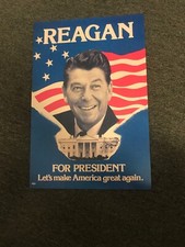 1980 Ronald Reagan President Election Campaign Poster Sign  picture