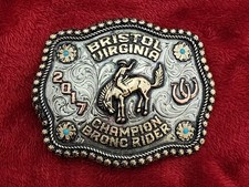 Rodeo☆2017☆Bronc Riding X-TREME Champion Trophy Buckle☆Bristol Virginia☆Rare☆R70 picture