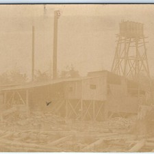 c1910s Sawmill Wood Water Tower RPPC Occupational Lumber Saw Mill Postcard picture