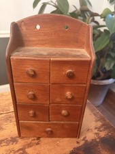 Vintage Wood Apothecary Spice Cabinet 7-Drawer Hanging Box picture