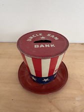 Vintage Uncle Sam Tin Top Hat Coin Bank picture