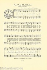 NEW YORK UNIVERSITY NYU Original Vintage Song Sheet w Seal c1937 The Palisades picture