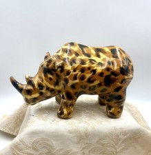 Beautiful Vintage La Vie Leopard Print Rhinoceros Figurine Sculpture Collectible picture