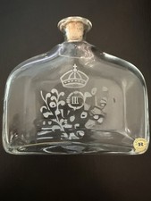 Vintage Reijmyre Sweden Crystal Decanter Etched Gustav III Royal Monogram Flask picture