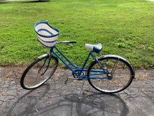 Vintage 1960s blue Schwinn Deluxe Breeze 3-speed Bike (Bicycle) w/Basket&Lights) picture