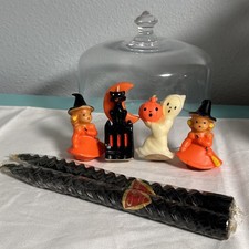 Lot of 6 VTG Gurley 1950 halloween Candles Black Cat Ghost Pumpkin Witch READ picture