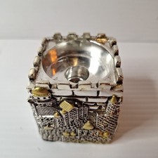 Karshi Original Silver Plated Shabbat Holy Candle Holders Square Jerusalem  picture
