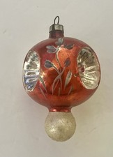 Vintage Triple Indent Christmas Ornament Knob Finial Mercury Glass Poland picture