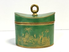 Vintage Mottahedeh Italy Green Chinoiserie Porcelain Lidded Box picture