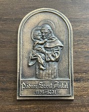 Paduai Szent Antal (Saint Antal of Padua) VTG Hungarian brass plaque picture