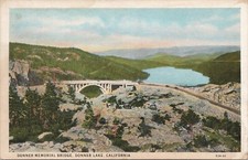 Lithograph Donner Lake California View of Donner Memorial Bridge c. 1930s picture