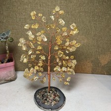 178mm Natural Wealth Tree yellow crystal gravel agate slice base 123g A2477 picture