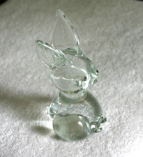Art Heavy Glass Rabbit Bunny Figurine Paperweight 6” Tall picture