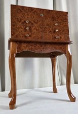 VTG Burl Cedar Wood Cigar Humidor Cabinet  Freestanding Cabriol Curved Legs picture