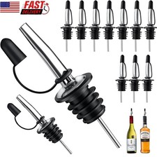 12Pcs Liquor Pour Spout, Stainless Steel Classic Bottle Pourers with Rubber USA picture