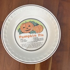 10.5” Vintage Sunnycraft Pumpkin Pie Plate With Recipe Made in Korea picture