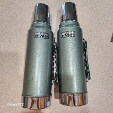 2 Vintage Stanley Aladdin Green Thermos Bottles A-944DH 1 Quart Made in USA picture