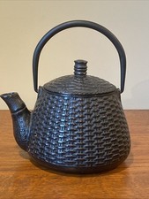 Genuine Japanese Cast Iron Teapot Basket-weave Tea Kettle Authentic Tetsu-Kyusu picture
