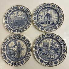 Wedgwood Yale University Blue White Plates Set 4 1949 Sterling Harkness Wrexham picture