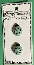 (2)JHB 3/4” CAMP GRANDMA J BREEDLOVE BLUE BEETLE BUG 2-HOLE PLASTIC BUTTONS-T917 picture