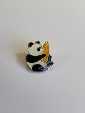Panda Bear Lapel Pin Yellow Bamboo Shoot picture