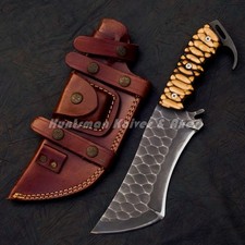 Custom Hand Made Hammered Carbon steel FT Outdoor TRACKER w/Ash wood Handle picture