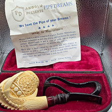 Akdolu Pipe Dreams Hand Carved Meerschaum Tobacco Pipe Floral Design w/ Case picture