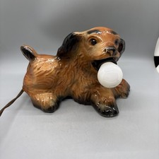 Vintage Hankscraft Co Dog Puppy Cocker Spaniel Ball  Bulb In Mouth TV Lamp Works picture