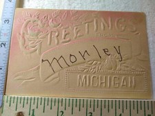 Postcard Greetings from Morley Michigan USA Embossed Card picture