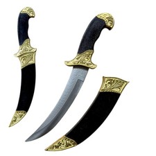 12.99-inch Retro Gold Curved Sword with Sheath, Cloud-Patterned Blade picture