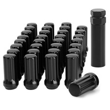 32pcs M14x1.5 Lug Nuts Spline Black, 14x1.5 Aftermarket Wheel Lug Nuts for F150  picture
