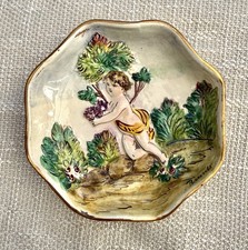 Vintage Bumes Italy 63/1 Cherub Putto Relief Dish Wall Plate Hand Painted Decor picture