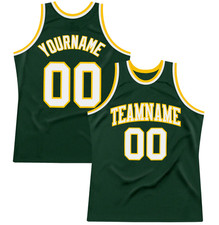 Custom Hunter Green White-Gold 3D Basketball Jersey AOP S-234XL DM124 picture