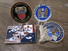 4 Challenge Coins Five Eyes Intelligence CYBERCOM FVEY DIA NSA HUMINT SIGINT IC picture