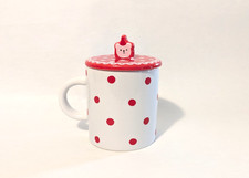 NEW DAISO Japan KAWAII POLKA  Ceramic Mug with Lid Cute Kawaii Cup picture