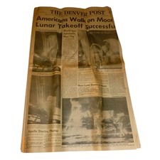 Denver Post Newspaper July 21 1969 Americans Walk On Moon Apollo 11 Complete picture
