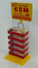 Vintage NOS GEM Feather Weight Razor Store Display Sign Box Sleeve 5/6 Complete picture