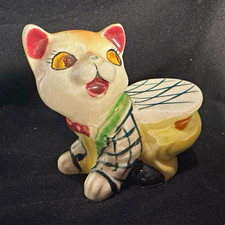 Vintage Japan Anthropomorphic Cat Salt Pepper Shaker Ceramic Kitsch MCM picture