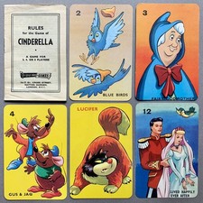 1951 Vtg. 5 Cinderella Disney/Castell Brothers Cards & Rules Fairy Godmother + 4 picture